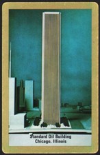 Vintage single playing card STANDARD OIL BUILDING gold skyscraper Chicago ILL