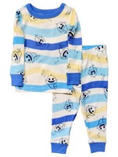 Infant  Toddler Boys Baby Shark Snug Fit Stripe 2 Piece Pajama Set