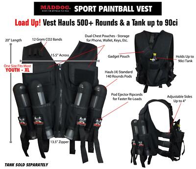 Gilet Leggero Portacapsule Gilet Tattico Maddog Paintball - Leggero Con Portacapsule E Serbatoio Gilet Tattico Paintball - Foto 8