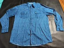 Cowboy Hardware Shirt Men's XL Black Pearl Snap Long Sleeve Button Up EUC