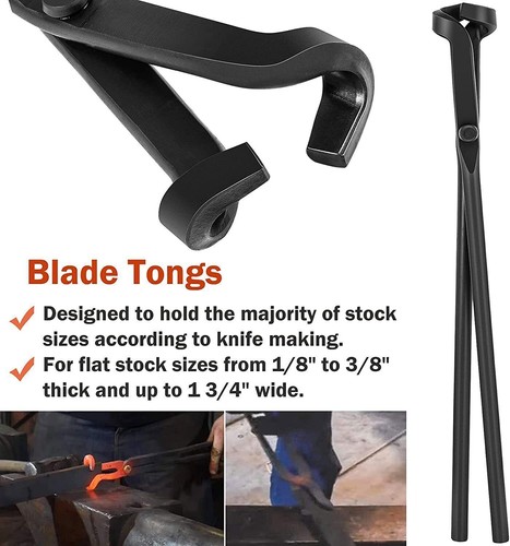 Bladesmith Knife Making Tongs Set & 1.0kg Blacksmith Hammer for Forge Anvil Vise - Picture 3 of 15