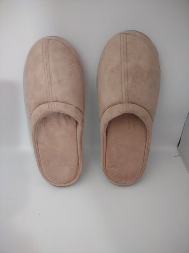 Beige / Brown / Tan Memory Foam Unisex Indoor Slippers Sz M) 8.5 / 9.5 Non Skid