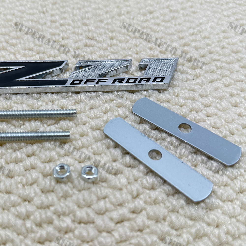 Silver Black Bolt-on Front Grille Emblem for Silverado Sierra Z71 Off Road