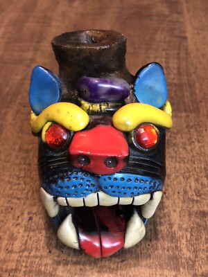 Jaguar Head Whistle Mexican Folk Art Handmade Clay Roar Howl | eBay