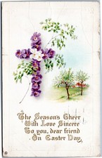 The Season's Cheer...On Easter Day - Violet cross and scene