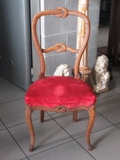 SEDIA IN LEGNO NOCE DECORAZIONE LUIGI FILIPPO CON INTAGLIO A CORDA XX SEC.