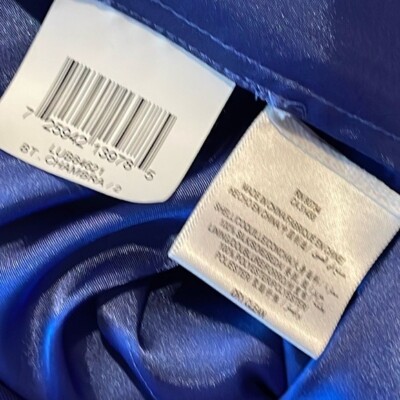 Bcbgmaxazria Strapless Tonal Satin Stripes Blue Silk Chiffon Gown