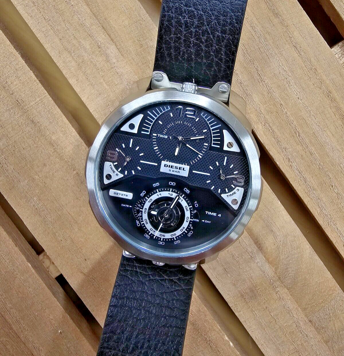 DIESEL Timeframe 55 mm Black/Silver Rubber Men's Watch DZ7379 | eBay