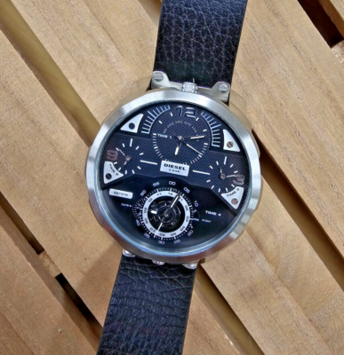 DIESEL Timeframe 55 mm Black/Silver Rubber Men's Watch DZ7379 | eBay