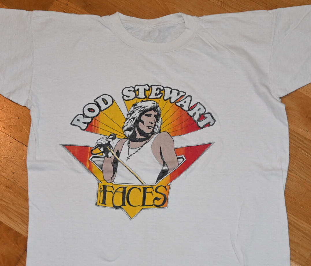 1970's ROD STEWART & The FACES* vtg Rare! rock concert tour tee