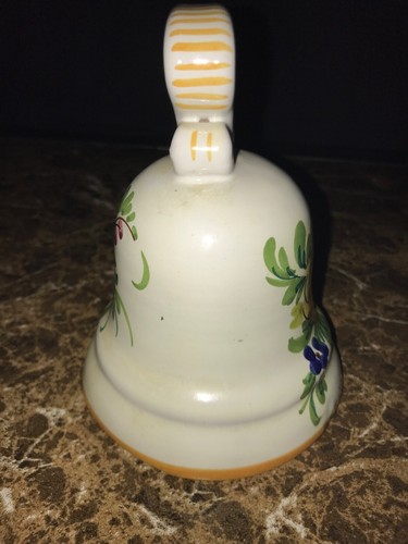 Ceramic Bell With Painted Flowers Made In Italy Numbered - Picture 4 of 9