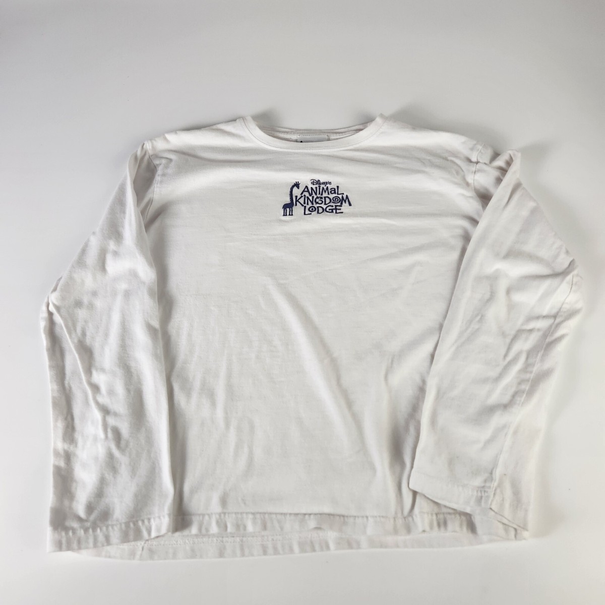 Disney animal kingdom lodge shirt Kids Sz Large White Embroidered Logo