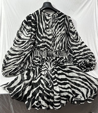 DOLCE & GABBANA White & Black Zebra Silk Midi Belt Dress 42IT UK10 S