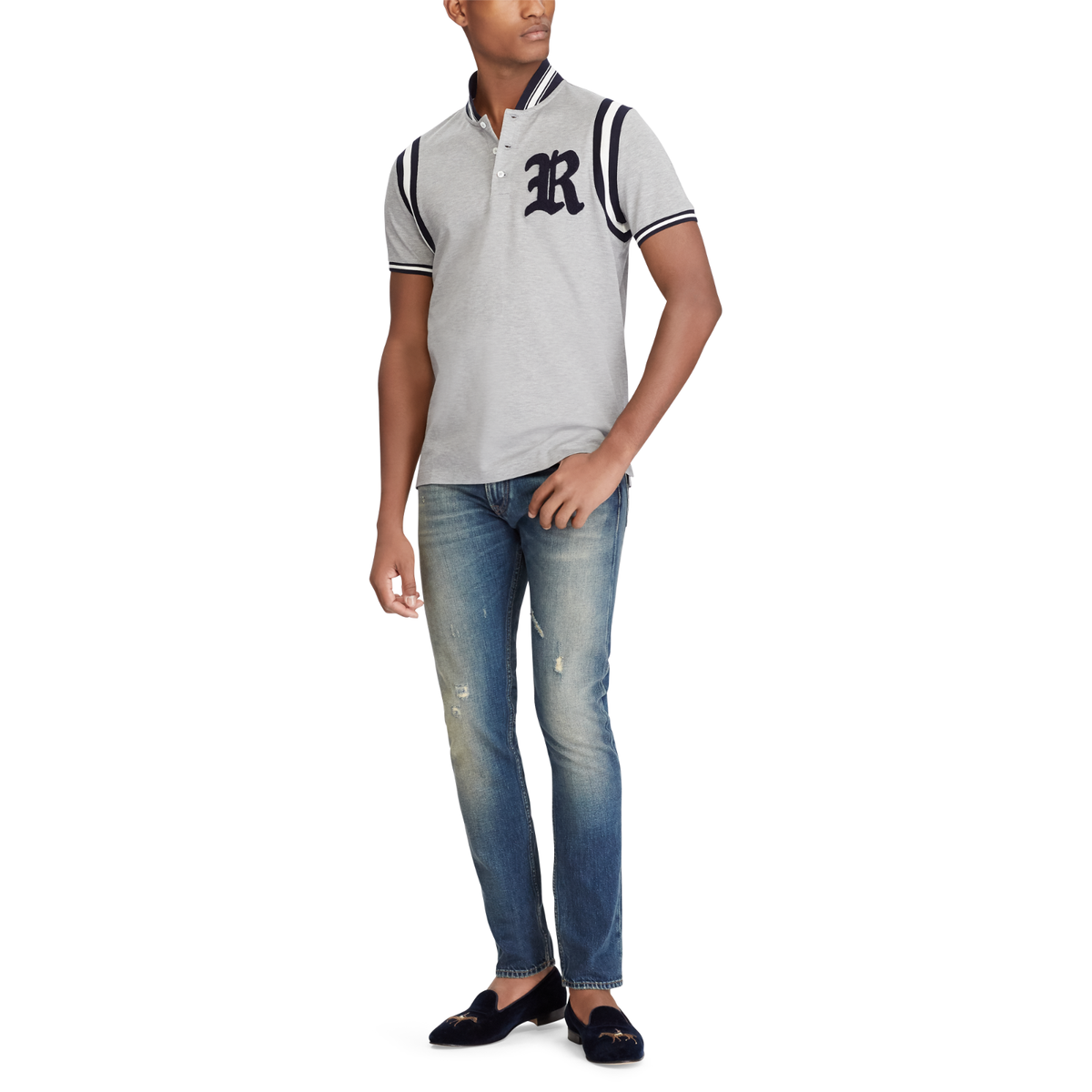 Ralph Lauren Purple Label Embroidered Varsity Rugby R Logo Pique
