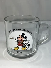 Disney Magician Mickey Mouse 1937 Collectible Drinking Glass Mug Vintage