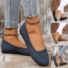 Women Flats Shoes Knit Ballet Flat Ladies Slip on Comfortable Walking Dress new
