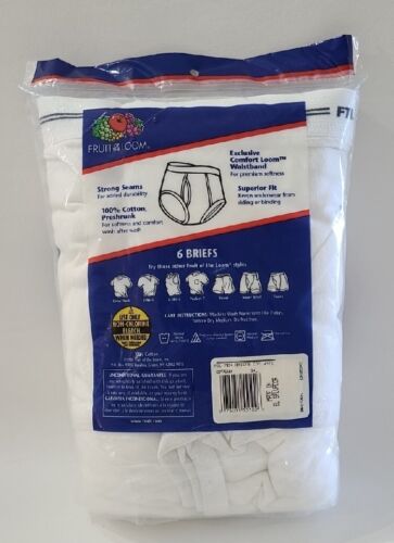 Fruit of the Loom White Briefs Mens 3XL 6 Pairs Underwear Vintage 2001 NOS ⬇️(B) - Picture 3 of 16
