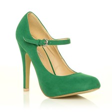 Womens Mary Jane Strap Court Shoes High Heel Pumps Patent Suede Ladies