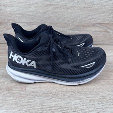 Hoka One One Mens Clifton 9 Running Shoes Size 12 Black Mesh Athleisure Walking