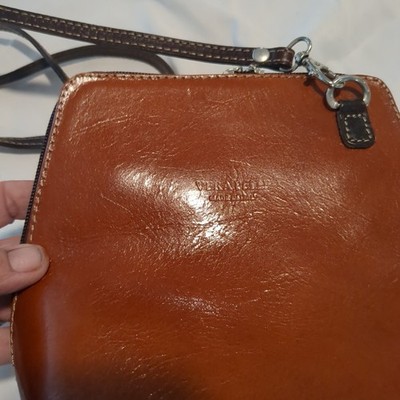 Vera Pelle Genuine Leather Crossbody Bag Small Brown Made in Italy Shoulder