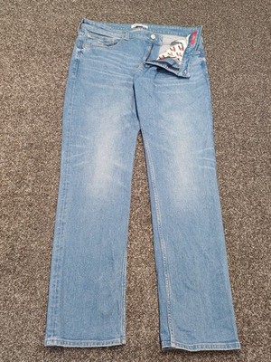 Tommy Jeans Ryan Men W38 L34 Blue Denim Straight Leg Zip Fly Stretch Trousers