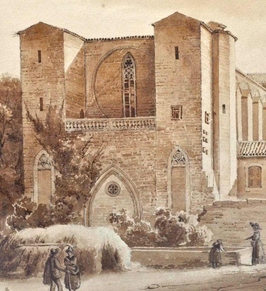 Abbaye de Valmagne - Dessin Lavis à l'Encre - Début XIXème siècle - Photo 3/4
