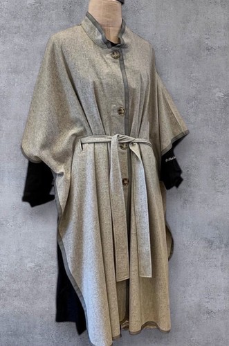 M A DAINTY Grey Wool Blend Cape Kimono Jacket Lagenlook Size S/M Fit 8-16 $450 - Picture 2 of 7
