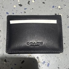 Coach Black Solid Leather Card Holder Card Ca...