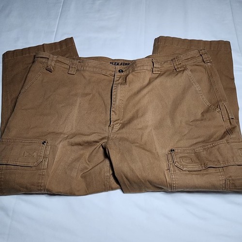 Duluth Trading Pantaloni da falegname Uomo 50x32 Flex Fire Hose Marrone Resistente Cargo