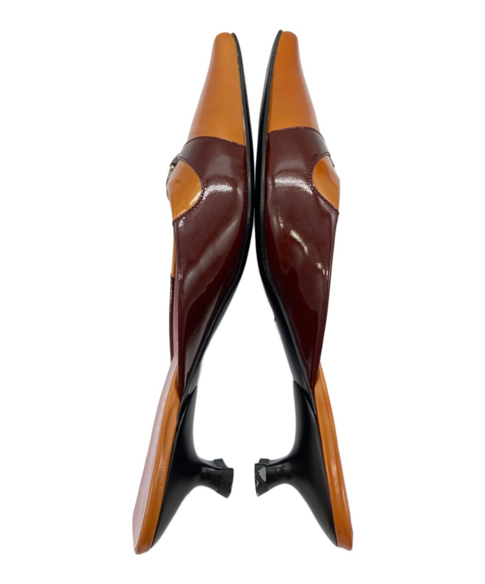 靴 PRADA Heart Leather Mules PRADA Heart Motif Bicolor Mules Patent Woman's 34.5 / 22.5m