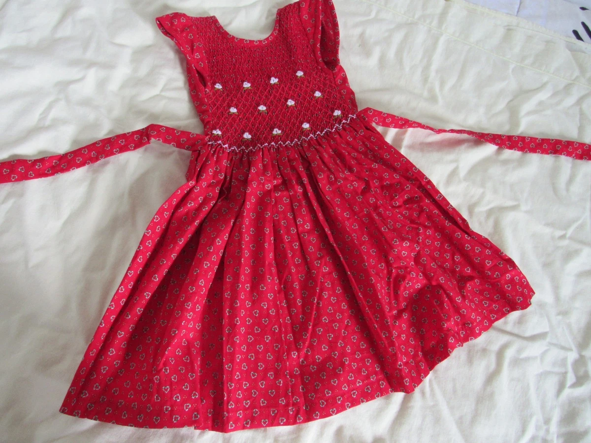 Robe Fille 2 Ans Coton Uni Brodée Main Fleurs Madagascar - Neuve Avec étiquettes Bleue