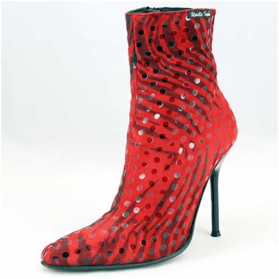 Lederstiefel Gr. 37 High Heels Stiefeletten rot Echtleder Uncle Sam (#4004)