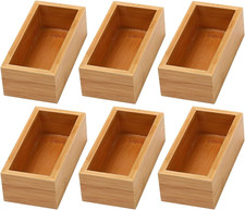 Bamboo Drawer Organizer Storage Box for Kitchen Drawer, Junk Drawer, Office, Bed