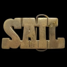 Vintage Belt Buckle Solid Brass SAIL Letters Name Sailboat Ship Windsurfer Lake