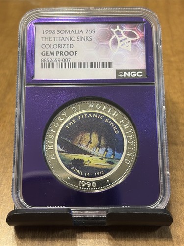 1998 Somalia 25S The Titanic Sinks Colorized NGC GEM Proof