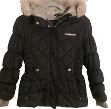 ZeroXposur Girls Youth Fur Hooded Black Jacket Puffer Coat Outerwear Size 10/12