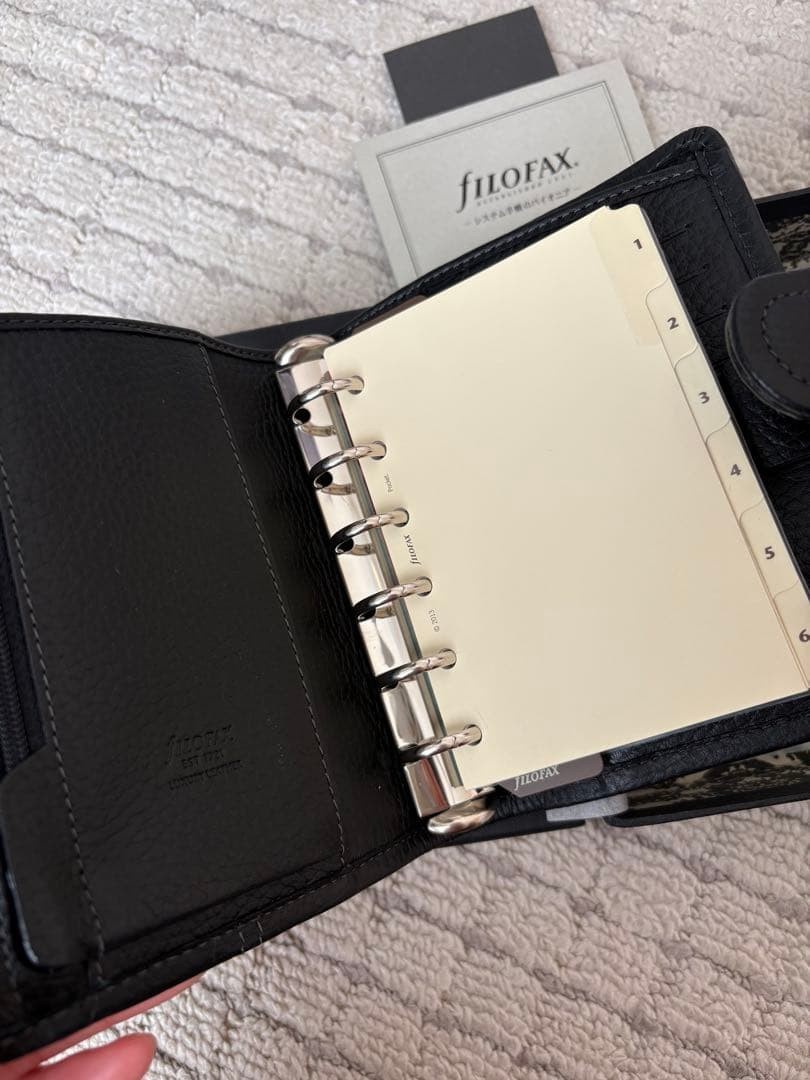 Filofax Classic Stitch Soft Pocket Organizer Black Leather Mini6
