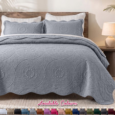 Luxury Quilted Bedspread Set &ndash; King & California King Size &ndash; 3-Piece Coverlet