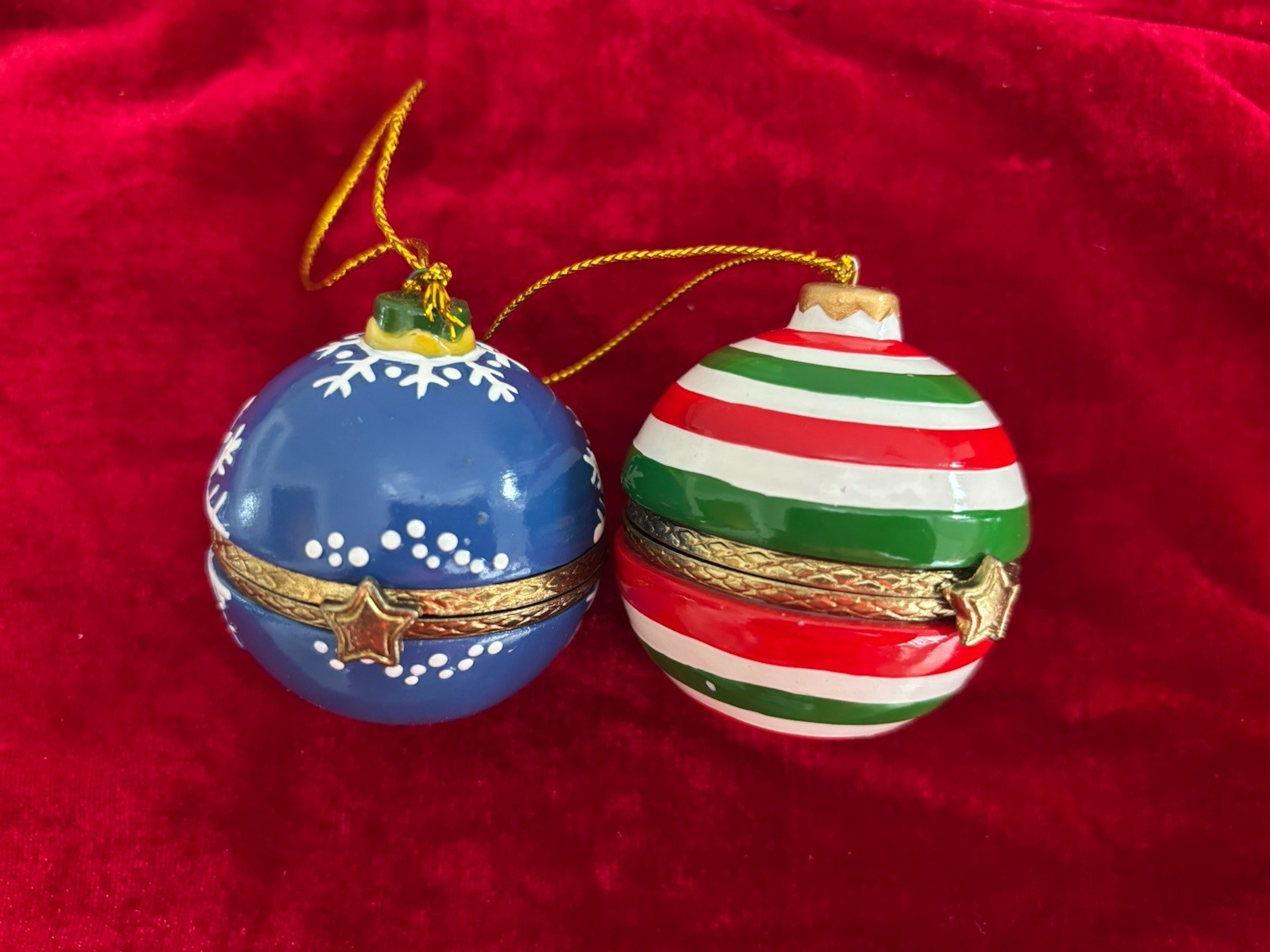 Pair Of Hinged Trinket Box Christmas Ornaments