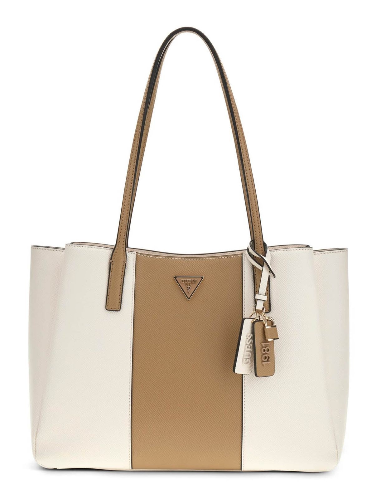 GUESS shoulder bag Noelle II Tech Tote Cream White / Beige