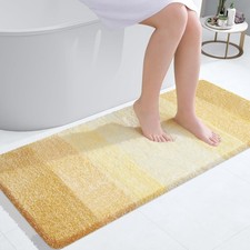 OLANLY Bathroom Runner Rugs Mat 47x24, Extra Soft 47" X 24", Light Yellow