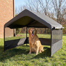 Large Dog Tent House - Waterproof Outdoor Canopy with Mesh Windows, Dark Gray