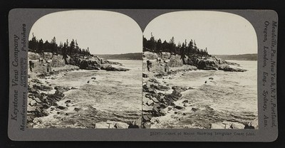 Photo:Maine Coastline 1923 Irregular Shoreline Rocky Seascape Stereoview