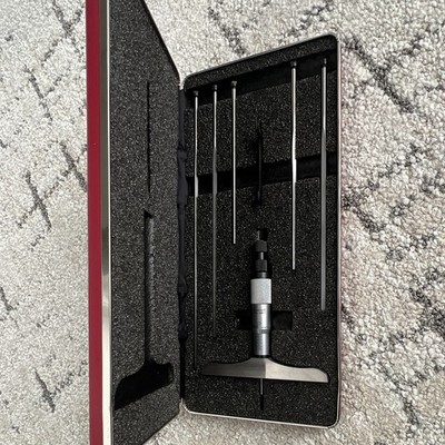 Starrett No. 449 Depth Micrometer 0-6 in Mechanical 0.001 in Resolution.