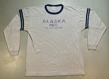 Alaska Tourist Shirt Graphic L/S, Faded Gray Size XL Made in USA Vintage 90s