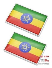 2 Pcs 3D Ethiopia Ethiopians Flag Metal Car Stickers Chrome Decals,2.3 x 1.6
