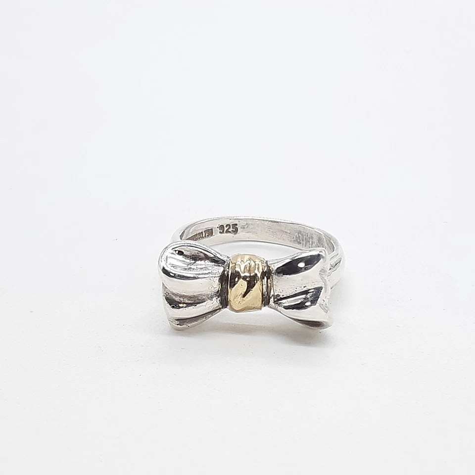 RARE Tiffany & Co. Ribbon Ring SILVER925 K18 Gold Accent Women Auth from Japan - Image 3 of 4