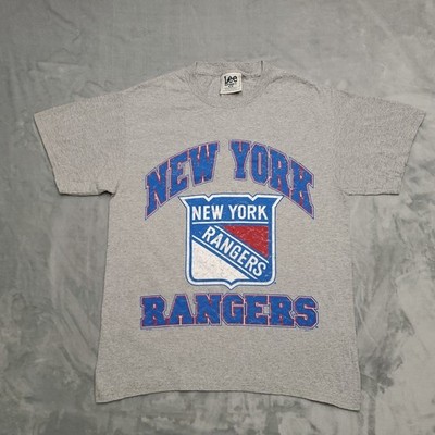 VTG Rangers Shirt Mens M Gray NHL Hockey LEE Sport Nutmeg Crewneck USA Materials