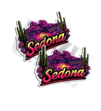 Sedona sticker Cactus decal state Red Rock outline Arizona novelty Car 2 PK