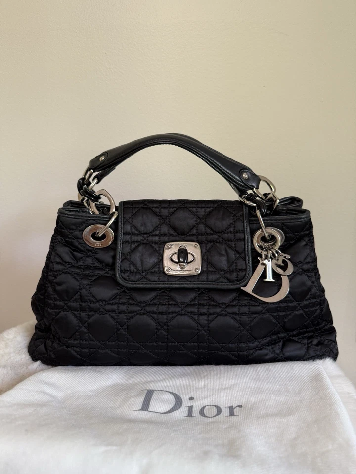BOLSO DE HOMBRO DIOR Vintage ENCANTADOR NYLON CANNAGE LOCK SOLAPA NEGRO Foto 3 de 4